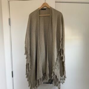 Free People x Do Everything in Love Fringed Knit Shawl Cardigan